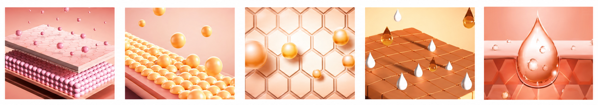 5 ikon – mechanismus 3-stupňové ochrany pleti (vrstvy a kapky)