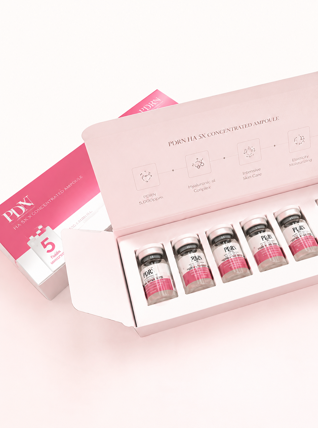 PDX⁵ Skin Booster Total Solution – otevřené balení s 5 ampulemi